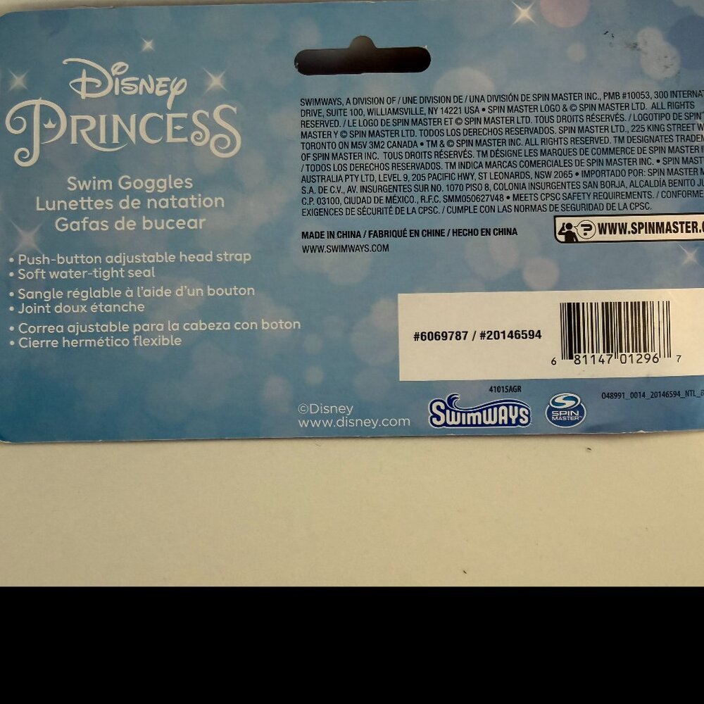 Disney Princess Ariel Swimming Goggles Ages 3 and Up - Picture 2 of 2